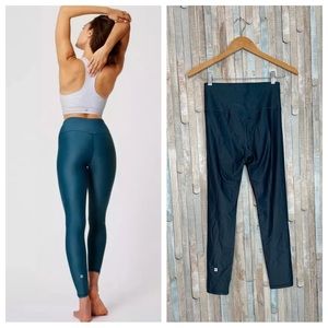 Sweaty Betty S Teal Blue High Rise Waist Shine 7/8 Legging Tight Athletic Yoga